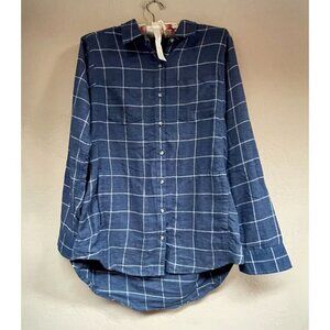 Toad & Co. Womens Button Down Long Sleeve Shirt Medium Check Blue Casual Pockets
